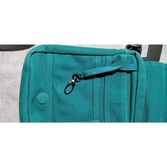 Duluth Trading Co Canvas Bag Blue Green Crossbody Purse Zipper Strap Organizer - Picture 4 of 5